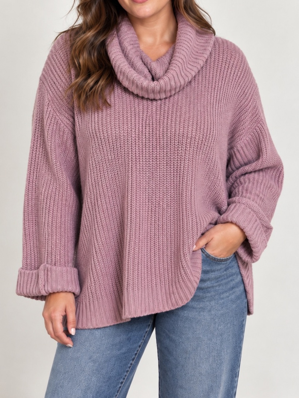 Lane Bryant Lavender Sweater Cowl Neck Turtleneck Slouchy Loose Fit Size 18 20
